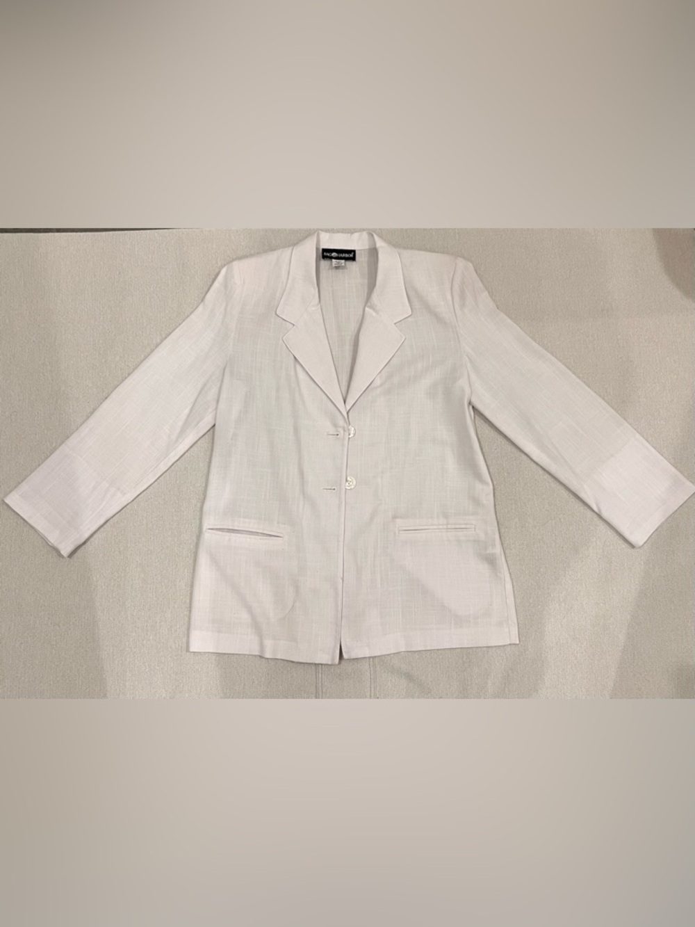 Sag Harbor White Linen Blend Blazer Size 10 Lightweight Minimal Classic